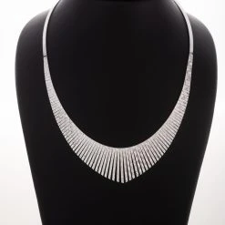 Italienisches Cleopatracollier Diamantschliff Halskette, Ca. 45 Cm, 925 Silberca. 22,81g