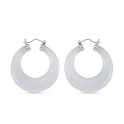 Weiße Jade Ohrringe 925 Silber Rhodiniert Ca. 77,00 Ct. -Schmuck Shoplc 3642518 3