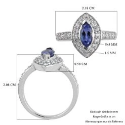 Tansanit Und Zirkon Ring 925 Silber Platiniert (Größe 16.00) 1,00 Ct -Schmuck Shoplc 3787856 5
