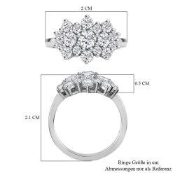 LUSTRO STELLA Hergestellt Mit Feinster ZIRKONIA Ring 925 Silber Platiniert (Größe 16.00) Ca. 2,22 Ct -Schmuck Shoplc 3792544 5