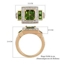 Natürlicher Chromdiopsid Und Zirkon-Ring, 925 Silber Gelbgold Vermeil (Größe 16.00) Ca. 1.74 Ct -Schmuck Shoplc 3795434 6