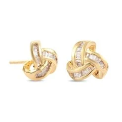 0,25 Ct. Diamant Knoten Ohrstecker Aus 925 Silber Platiniert -Schmuck Shoplc 3798242 3