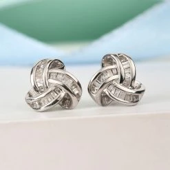 0,25 Ct. Diamant Knoten Ohrstecker Aus 925 Silber Platiniert -Schmuck Shoplc 3798243 1