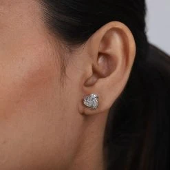 0,25 Ct. Diamant Knoten Ohrstecker Aus 925 Silber Platiniert -Schmuck Shoplc 3798243 2