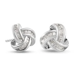 0,25 Ct. Diamant Knoten Ohrstecker Aus 925 Silber Platiniert -Schmuck Shoplc 3798243 3