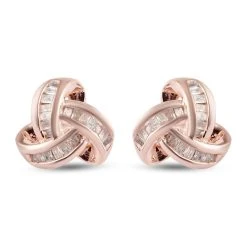 0,25 Ct. Diamant Knoten Ohrstecker Aus 925 Silber Platiniert -Schmuck Shoplc 3798244