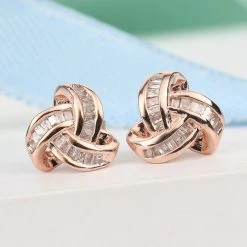 0,25 Ct. Diamant Knoten Ohrstecker Aus 925 Silber Platiniert -Schmuck Shoplc 3798244 1