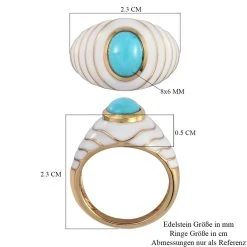 Natürlicher Sleeping Beauty Türkis Solitär-Ring, 925 Silber Vermeil (Größe 17.00) Ca. 1,07 Ct -Schmuck Shoplc 3809859 6