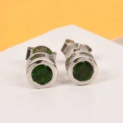 Natürlicher Chromdiopsid Ohrstecker 925 Silber Platiniert Ca. 0,94 Ct -Schmuck Shoplc 3810810 1