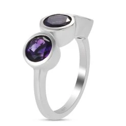 Marokkanischer Amethyst 3 Stein Ring 925 Silber Platiniert (Größe 20.00) Ca. 2,07 Ct -Schmuck Shoplc 3818170 4