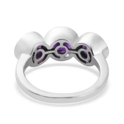 Marokkanischer Amethyst 3 Stein Ring 925 Silber Platiniert (Größe 20.00) Ca. 2,07 Ct -Schmuck Shoplc 3818170 5
