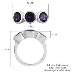 Marokkanischer Amethyst 3 Stein Ring 925 Silber Platiniert (Größe 20.00) Ca. 2,07 Ct -Schmuck Shoplc 3818170 6
