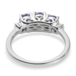 Tansanit Und Diamant 3 Stein Ring 925 Silber Platiniert (Größe 16.00) Ca. 1,02 Ct -Schmuck Shoplc 3823104 5