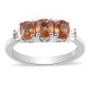 Orange Saphir Und Diamant 3 Stein Ring 925 Silber Platiniert (Größe 16.00) Ca. 1,16 Ct -Schmuck Shoplc 3823118