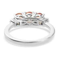 Orange Saphir Und Diamant 3 Stein Ring 925 Silber Platiniert (Größe 16.00) Ca. 1,16 Ct -Schmuck Shoplc 3823118 4