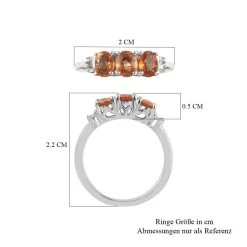 Orange Saphir Und Diamant 3 Stein Ring 925 Silber Platiniert (Größe 16.00) Ca. 1,16 Ct -Schmuck Shoplc 3823118 5