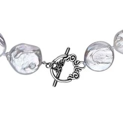 Weiße Keshi Perlen-Halskette, Ca. 50 Cm, 925 Silber Schwarz Oxidiert -Schmuck Shoplc 3823693 4