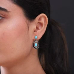 Natürlicher Sleeping Beauty Türkis Ohrringe 925 Silber Platiniert Ca. 2,34 Ct -Schmuck Shoplc 3825376 2