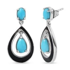 Natürlicher Sleeping Beauty Türkis Ohrringe 925 Silber Platiniert Ca. 2,34 Ct -Schmuck Shoplc 3825376 3