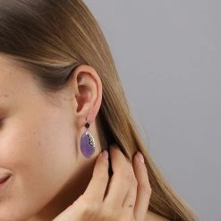 Lila Jade Und Rhodolith Granat Ohrringe 925 Silber Rhodiniert Ca. 27,00 Ct -Schmuck Shoplc 3830005 2