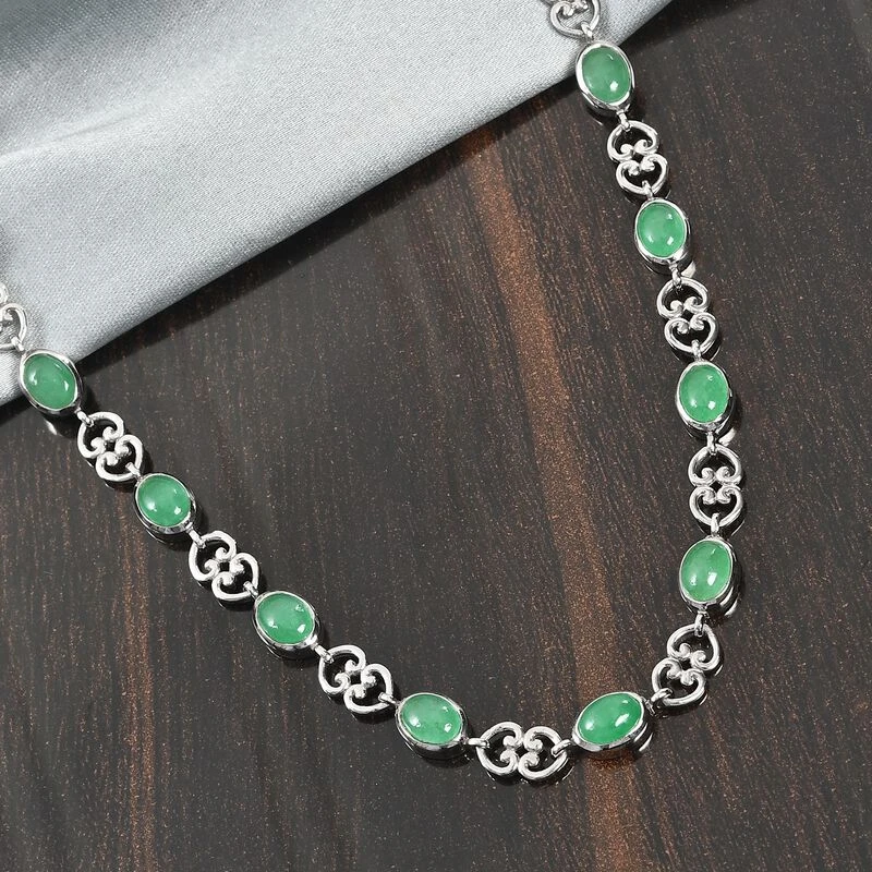 Grüne Jade Halskette 45 Cm 925 Silber Platiniert Ca. 12,01 Ct 4 Grüne Jade Halskette 45 Cm 925 Silber Platiniert Ca. 12,01 Ct – Bild 2