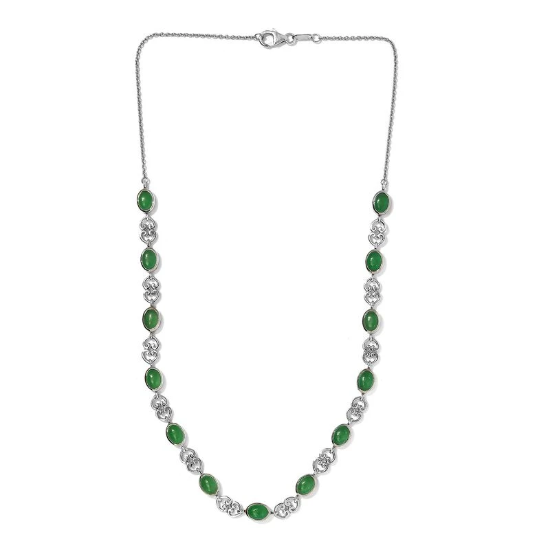 Grüne Jade Halskette 45 Cm 925 Silber Platiniert Ca. 12,01 Ct 6 Grüne Jade Halskette 45 Cm 925 Silber Platiniert Ca. 12,01 Ct – Bild 4