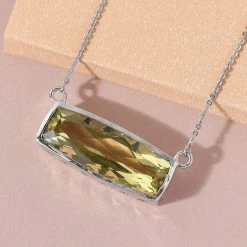 Ouro Verde-Quarz Halskette Ca. 45 Cm 925 Silber Platiniert Ca. 11,49 Ct -Schmuck Shoplc 3834653 1