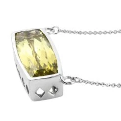 Ouro Verde-Quarz Halskette Ca. 45 Cm 925 Silber Platiniert Ca. 11,49 Ct -Schmuck Shoplc 3834653 3