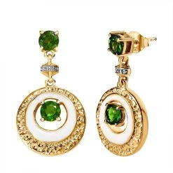 Natürlicher Chromdiopsid Ohrringe 925 Silber Vergoldet 0.9 (Größe 20.00) Ca. 0,96 Ct -Schmuck Shoplc 3835725 3