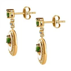 Natürlicher Chromdiopsid Ohrringe 925 Silber Vergoldet 0.9 (Größe 20.00) Ca. 0,96 Ct -Schmuck Shoplc 3835725 4