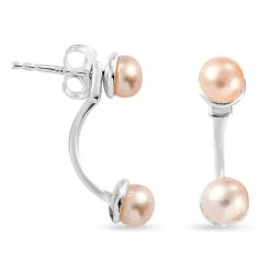 Rosa Süßwasserperlen-Ohrringe, 925 Silber -Schmuck Shoplc 3837850 3