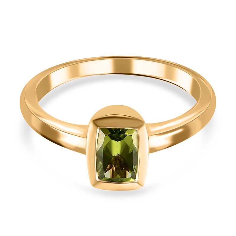 Natürlicher Peridot Solitär Ring 925 Silber Vergoldet (Größe 16.00) Ca. 0,91 Ct 3 Natürlicher Peridot Solitär Ring 925 Silber Vergoldet (Größe 16.00) Ca. 0,91 Ct