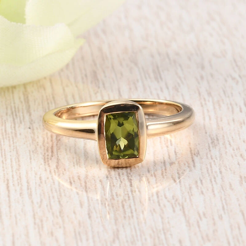 Natürlicher Peridot Solitär Ring 925 Silber Vergoldet (Größe 16.00) Ca. 0,91 Ct 4 Natürlicher Peridot Solitär Ring 925 Silber Vergoldet (Größe 16.00) Ca. 0,91 Ct – Bild 2