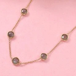 Grauer Mondstein Halskette 45 Cm 925 Silber Vergoldet Ca. 20,07 Ct 8 Grauer Mondstein Halskette 45 Cm 925 Silber Vergoldet Ca. 20,07 Ct -Schmuck Shoplc 3869035 1