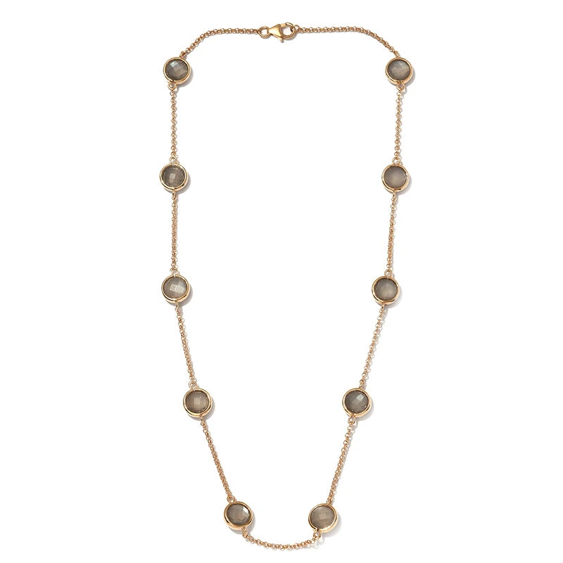 Grauer Mondstein Halskette 45 Cm 925 Silber Vergoldet Ca. 20,07 Ct 5 Grauer Mondstein Halskette 45 Cm 925 Silber Vergoldet Ca. 20,07 Ct – Bild 3