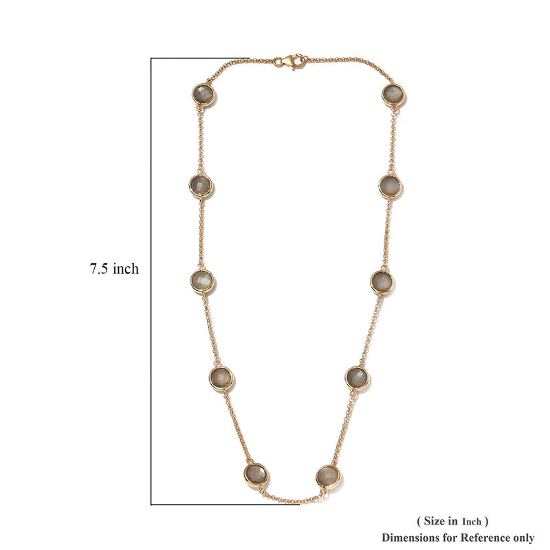 Grauer Mondstein Halskette 45 Cm 925 Silber Vergoldet Ca. 20,07 Ct 7 Grauer Mondstein Halskette 45 Cm 925 Silber Vergoldet Ca. 20,07 Ct – Bild 5