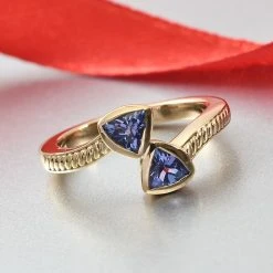 Tansanit Bypass Ring 925 Silber Vergoldet (Größe 16.00) Ca. 0,69 Ct -Schmuck Shoplc 3873507 1