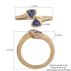 Tansanit Bypass Ring 925 Silber Vergoldet (Größe 16.00) Ca. 0,69 Ct -Schmuck Shoplc 3873507 6