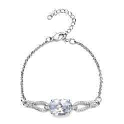 Glaskristall Und Zirkonia-Armband, Ca. 18 Cm, Messing Ca. 2,50 Ct