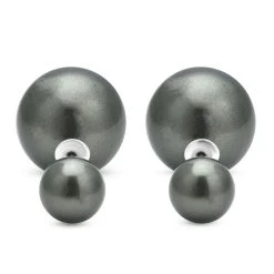 Tahitische Muschelkernperlen Ohrringe, 925 Silber Rhodiniert Ca. 47.50 Ct