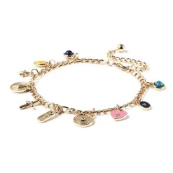 Schlichtes Edelstein- Und Weißes Kristall Charme-Armband/Fußkette, Ca. 19 Cm, Goldfarben -Schmuck Shoplc 6081073 3