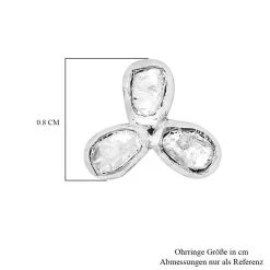 Handgearbeiteter Polki Diamant Ohrstecker 925 Silber Platiniert Ca. 0,50 Ct -Schmuck Shoplc 6083500 3