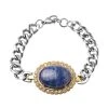 Lapislazuli Und Kristall Armband Ca. 19 Cm Edelstahl Bicolor Ca. 41,20 Ct -Schmuck Shoplc 6293983