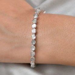 Handgearbeitetes Polki Diamant-Armband, Ca. 19 Cm, 925 Silber Platiniert Ca. 2,00 Ct -Schmuck Shoplc 6297596 2