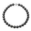 Schwarze Muschelkernperlen-Halskette, Ca. 50 Cm, 925 Silber Rhodiniert -Schmuck Shoplc 6490930
