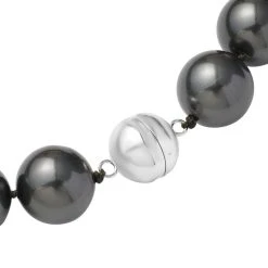 Schwarze Muschelkernperlen-Halskette, Ca. 50 Cm, 925 Silber Rhodiniert -Schmuck Shoplc 6490930 2