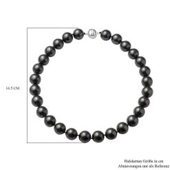 Schwarze Muschelkernperlen-Halskette, Ca. 50 Cm, 925 Silber Rhodiniert -Schmuck Shoplc 6490930 3