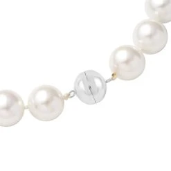 Weiße Muschelkernperlen-Halskette, Ca. 50 Cm, 925 Silber Rhodiniert -Schmuck Shoplc 6490931 2