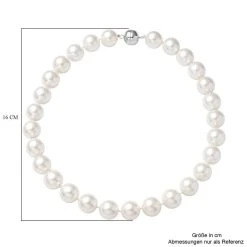 Weiße Muschelkernperlen-Halskette, Ca. 50 Cm, 925 Silber Rhodiniert -Schmuck Shoplc 6490931 4