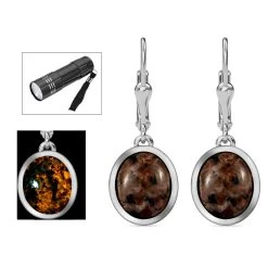 Natürliche Yooperlith-Ohrringe, 925 Silber Platiniert Ca. 7,14 Ct